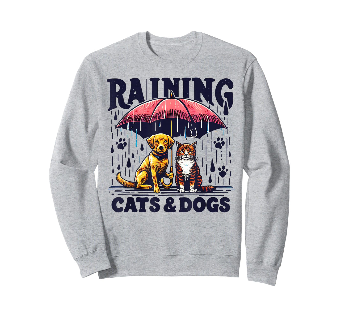 Funny Idiom Raining Cats and Dogs canine feline Puppy Kitty T-Shirt