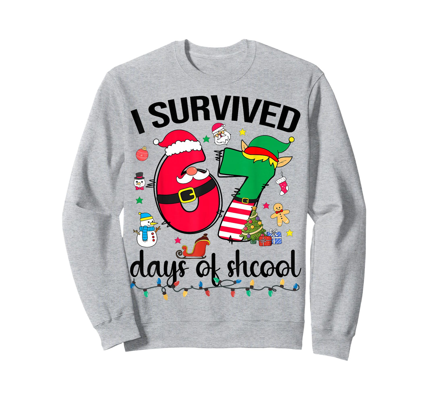 I Survived 67 Days of School Funny Christmas Teacher Student T-Shirt