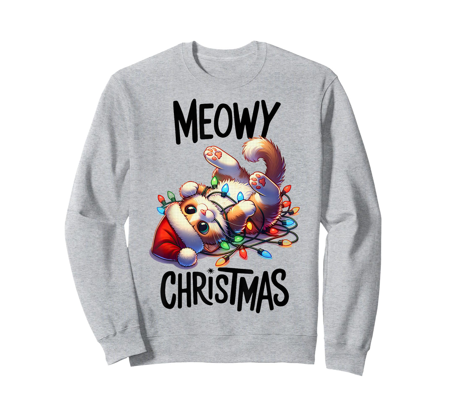 Meowy Christmas Cat Lover Funny Festive Holidays Cute Kitten T-Shirt