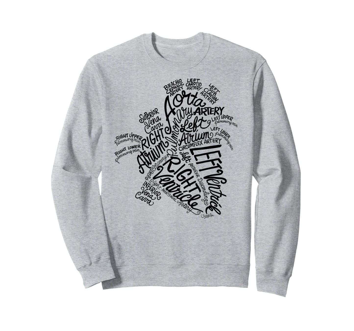 Anatomical Heart Medical Word Art Cloud in Black T-Shirt