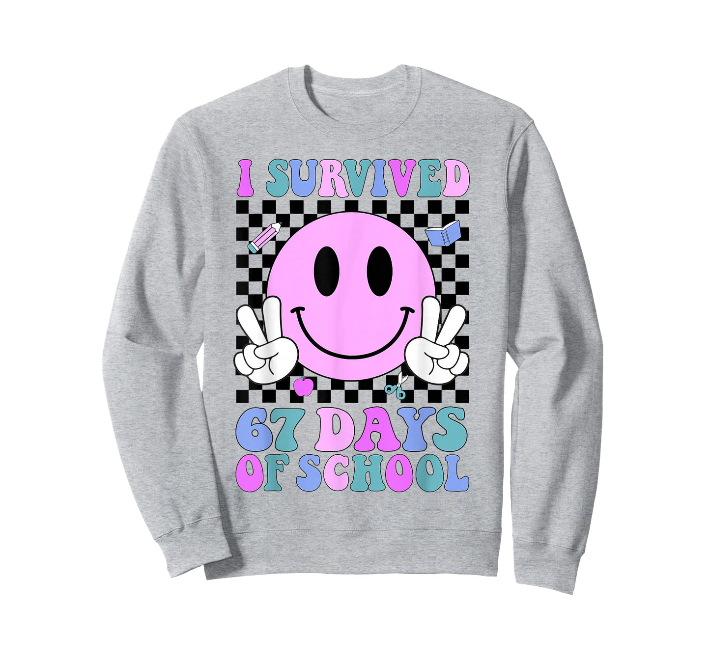 I Survived 67 Days of School Retro Smile 6 7 Meme Six Seven T-Shirt