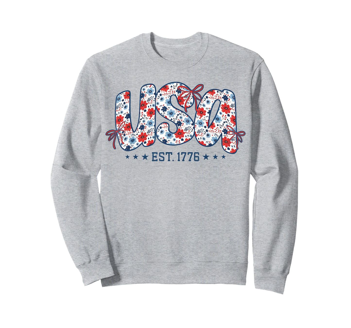 USA Est 1776 Floral Preppy 4th of July Coquette Bow Women T-Shirt