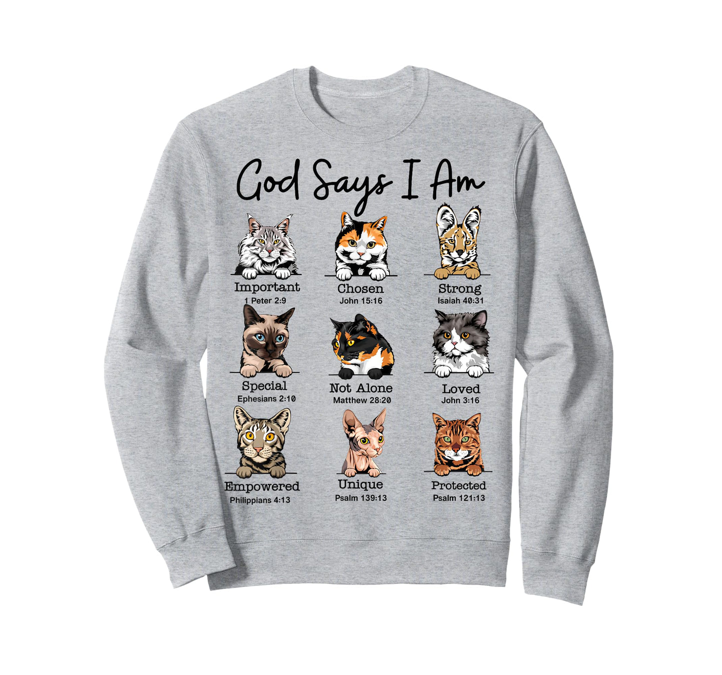 God Says I Am Cat Funny Cats Lover Bible Verse Christian T-Shirt for Men Women Kids