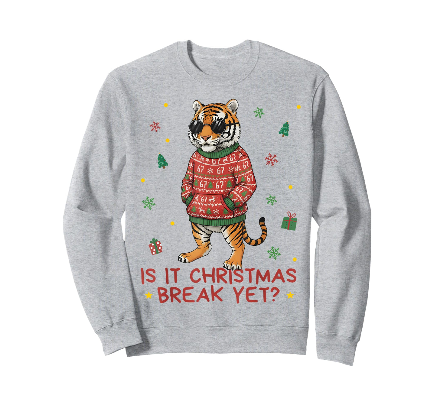 Funny Xmas Holiday is It Christmas Break? Tiger Teacher 67 T-Shirt
