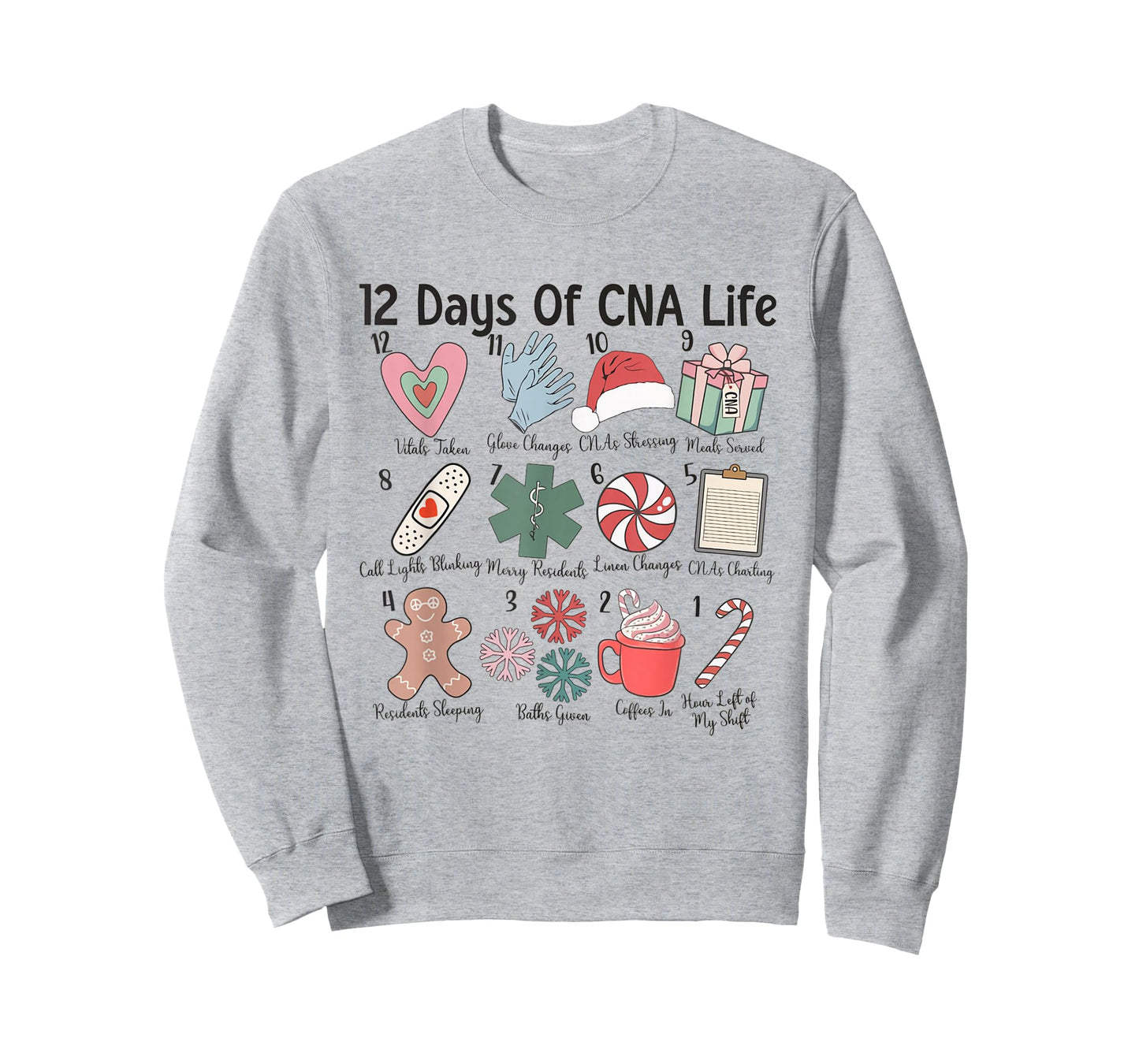 12 Days of CNA Life Certified Nursing Assistant Christmas T-Shirt