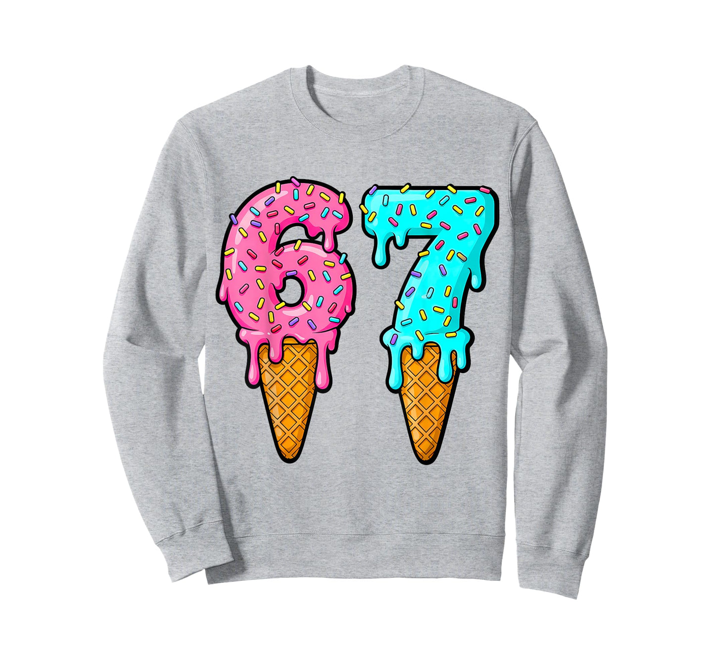 Six Seven Ice Cream Drip Gen Alpha Slang 6 7 Trending Meme T-Shirt