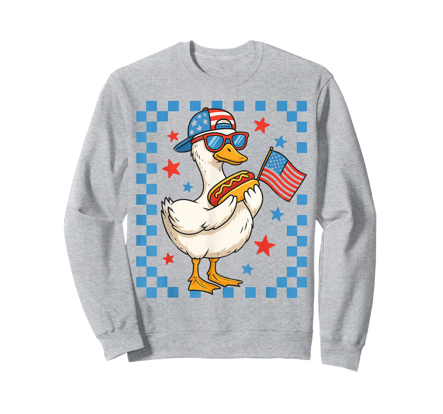 Funny Patriotic Duck USA Flag Hot Dog 4th of July Kids Boys T-Shirt