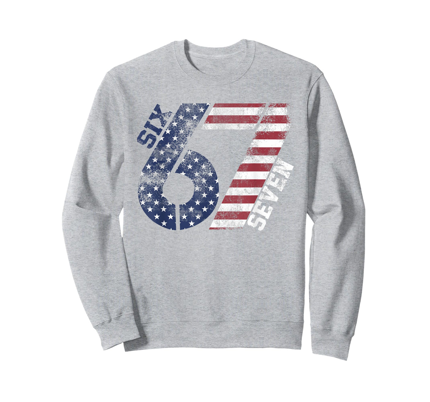 Six Seven USA Flag Pattern 67 Meme Patriotic Kids Men Women T-Shirt