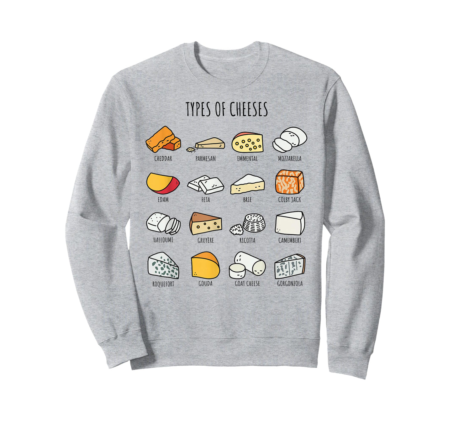 Cute Cheese Types Funny Dairy Food Lover T-Shirt