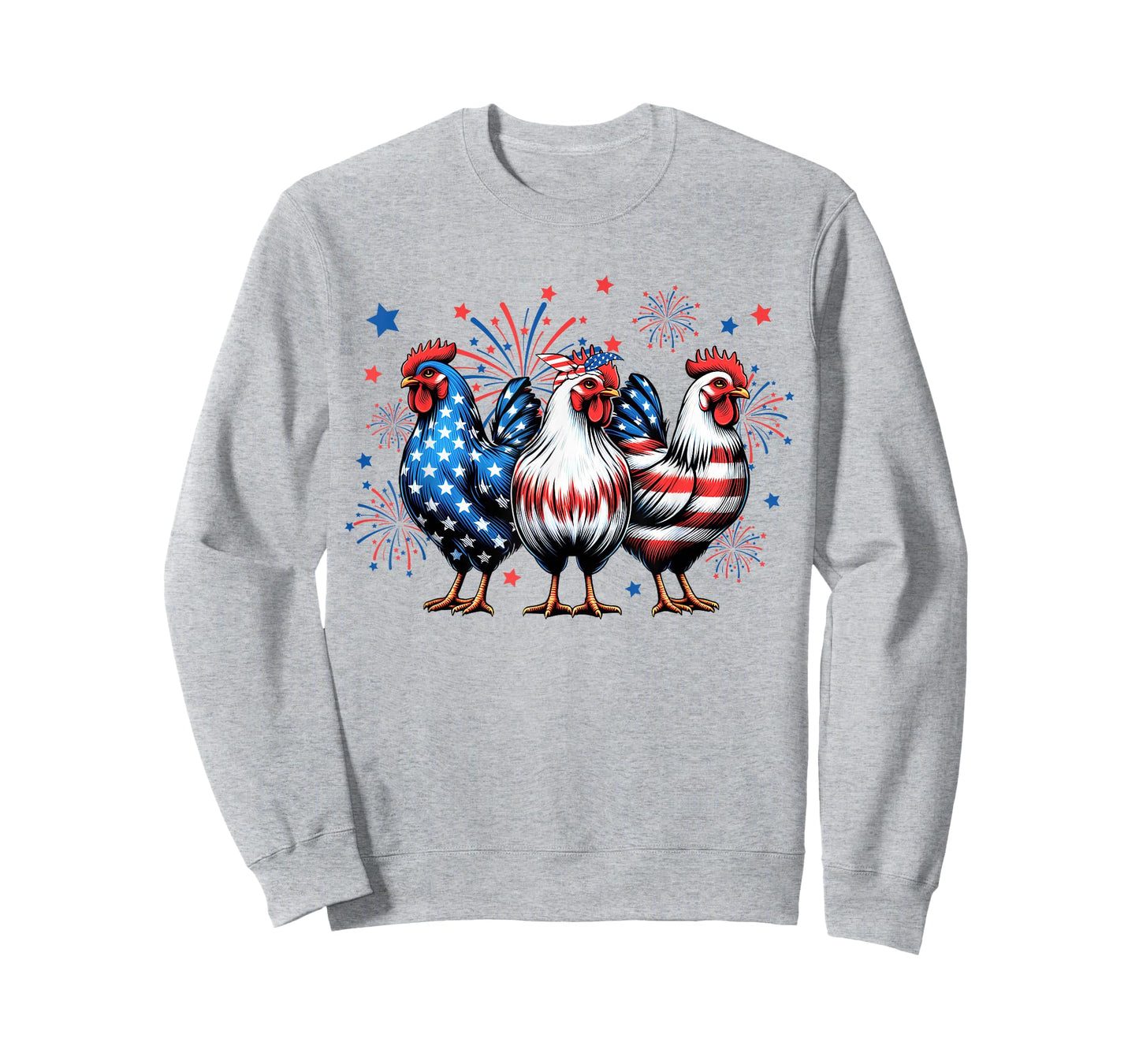 Red White Blue Chicken USA Flag Firework 4th of July T-Shirt