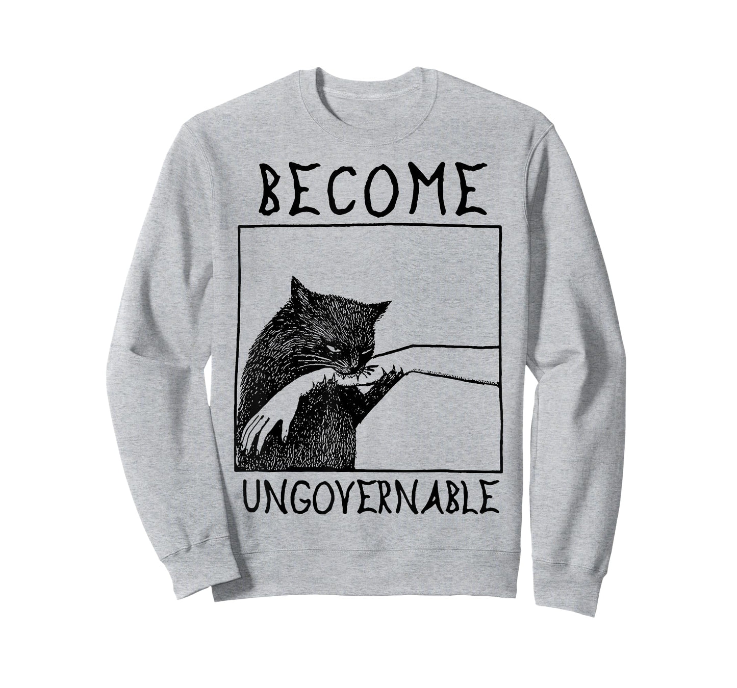 Become Ungovernable - Black Cat Biting Hand Funny Meme T-Shirt