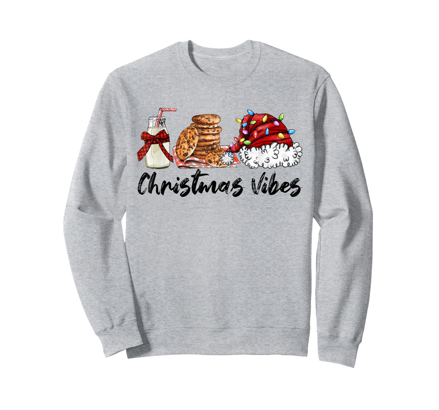 Christmas Vibes Santa Milk and Cookies Xmas Lights T-Shirt