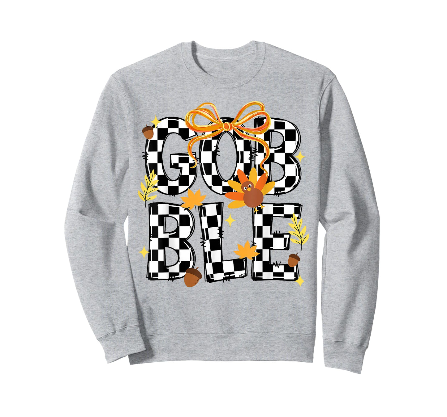 Happy Thanksgiving Gobble Coquette Checkered Turkey Fall Kid T-Shirt