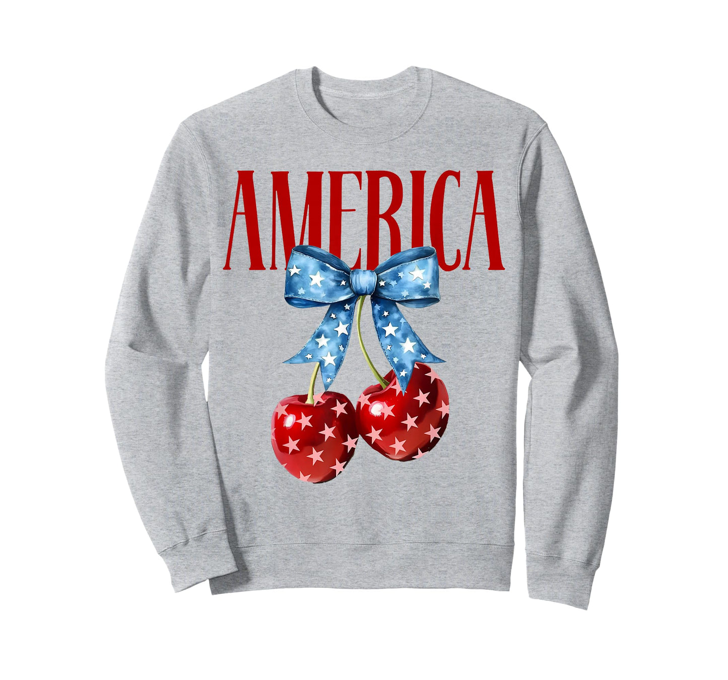 American Coquette Cherry Bow Patriotic USA Flag 4th of July T-Shirt