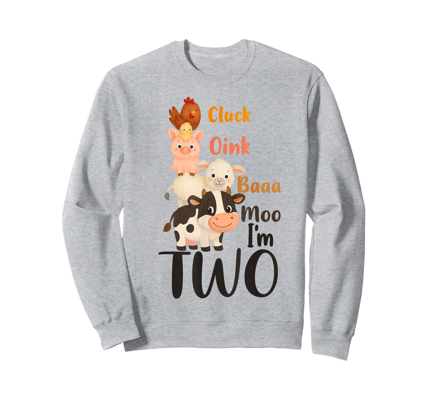 Cluck Oink Baa Moo I'm Two Farm Theme Birthday Funny T-Shirt