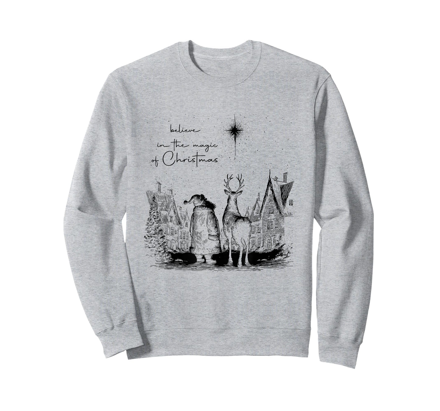 Believe in The Magic of Christmas Santa Reindeer Xmas Pajama T-Shirt