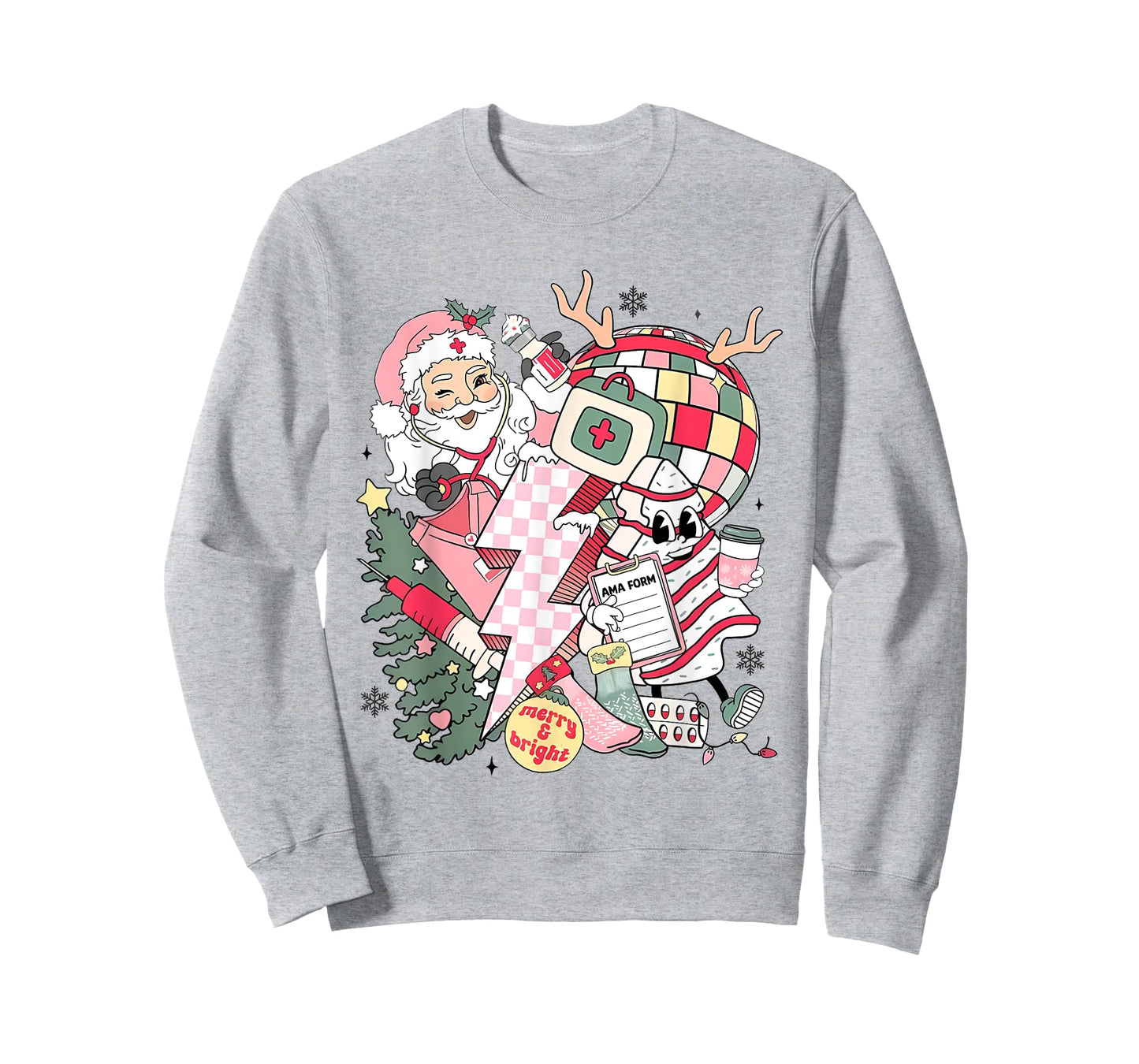 Christmas Santa Nurse Disco Ball Rn CNA Icu Med Surg Picu T-Shirt