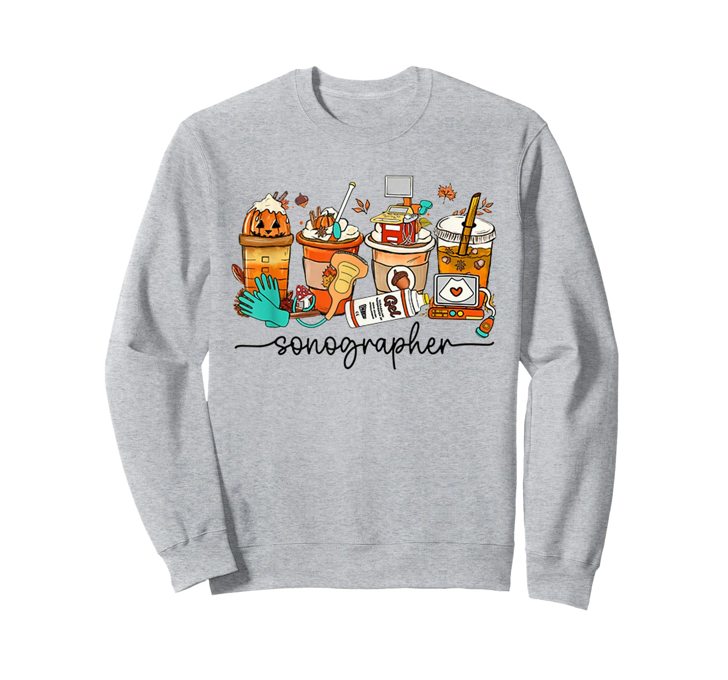Autumn Sonographer Latte Ultrasound Pumpkin Vascular Tech T-Shirt