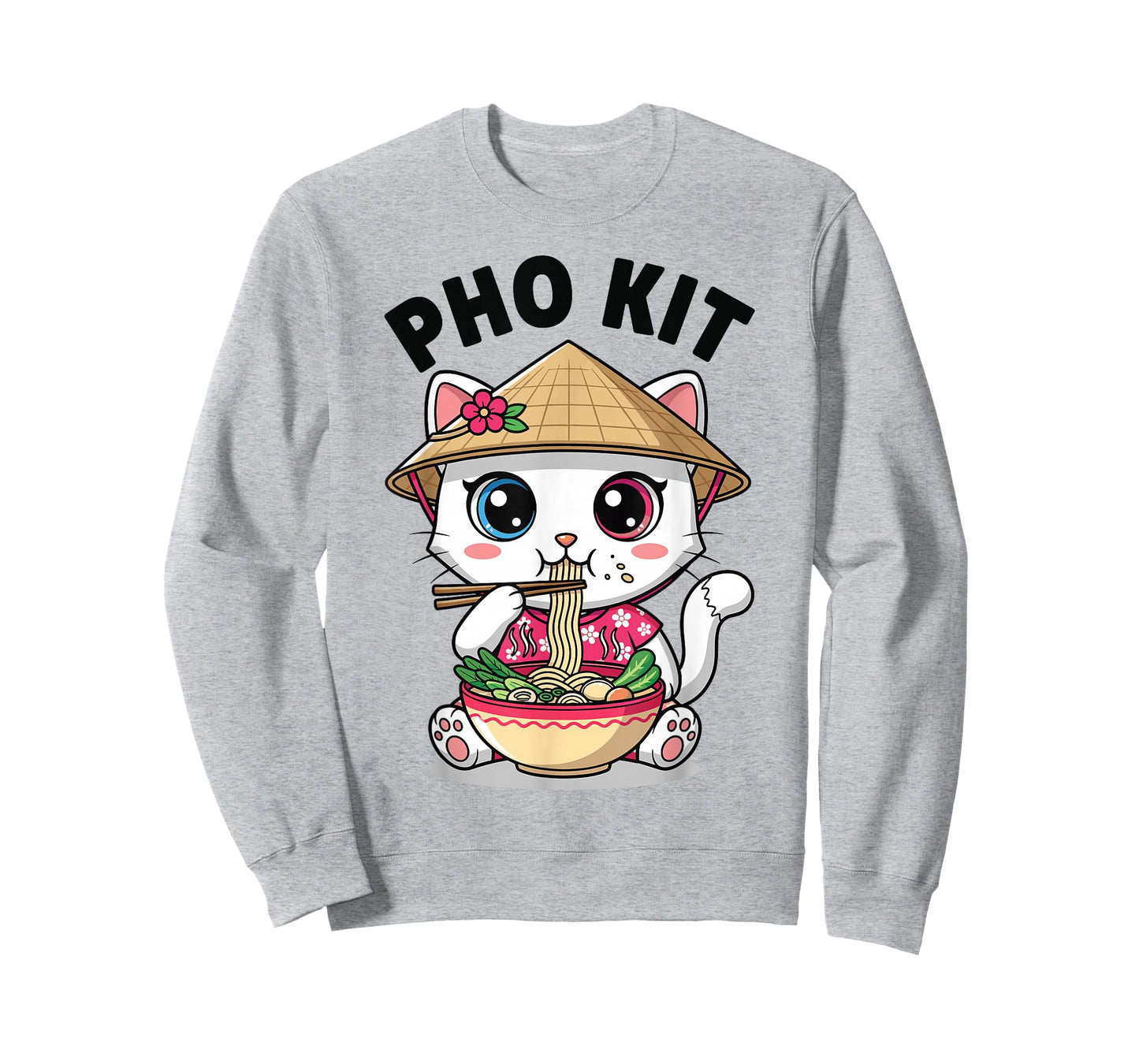 Cute Vietnamese Cat Eating Pho Funny Cat Pho Kit T-Shirt