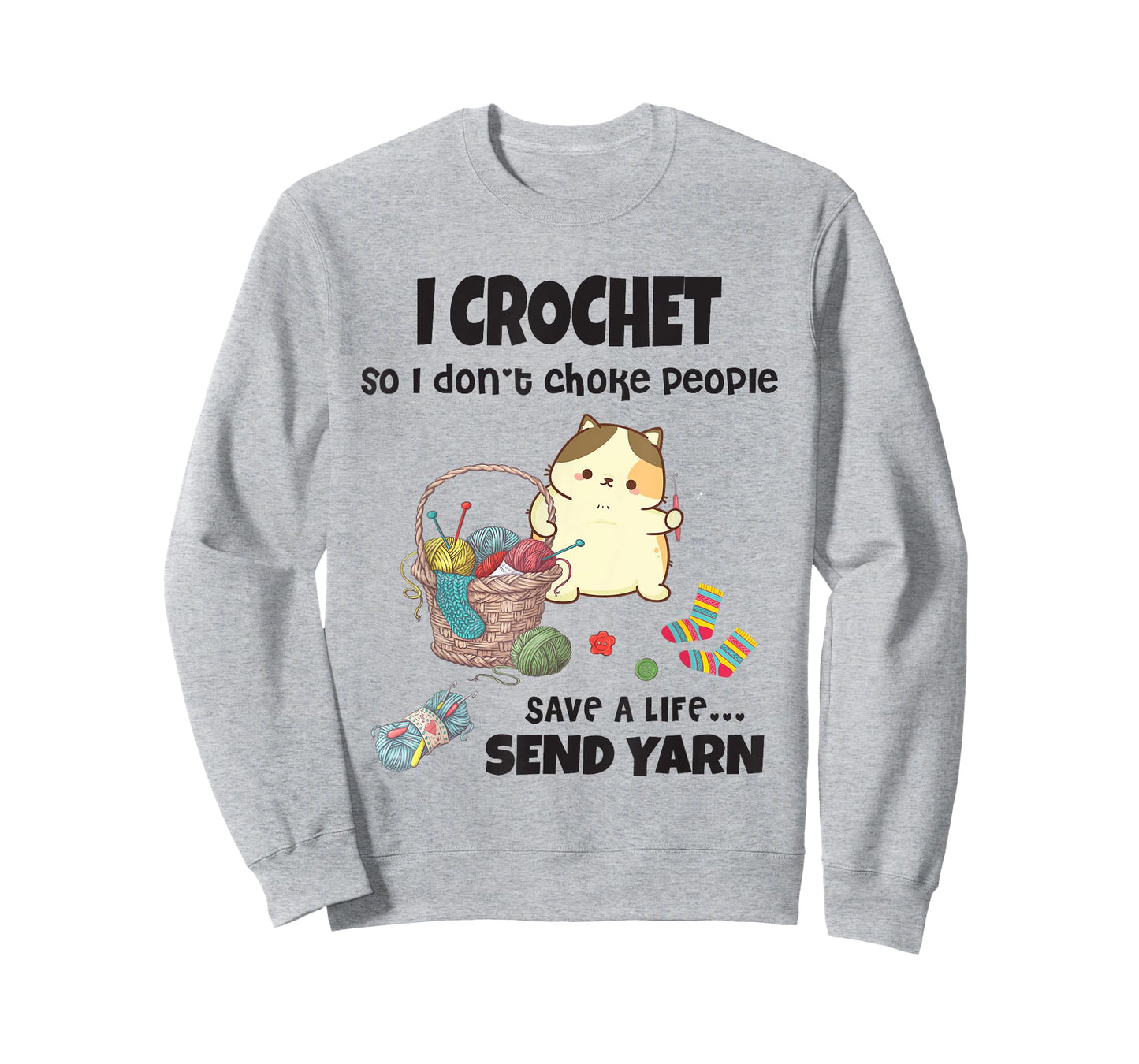 Funny Cute Cat with Crochet And Knitting Yarn Mess for Girls T-Shirt