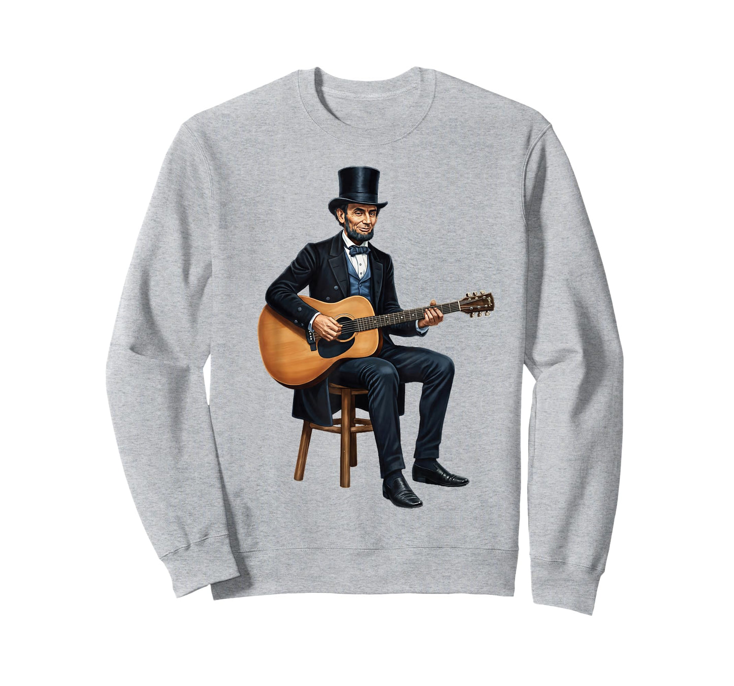 Abraham Lincoln Playing Guitar Funny Music History Tee T-Shirt