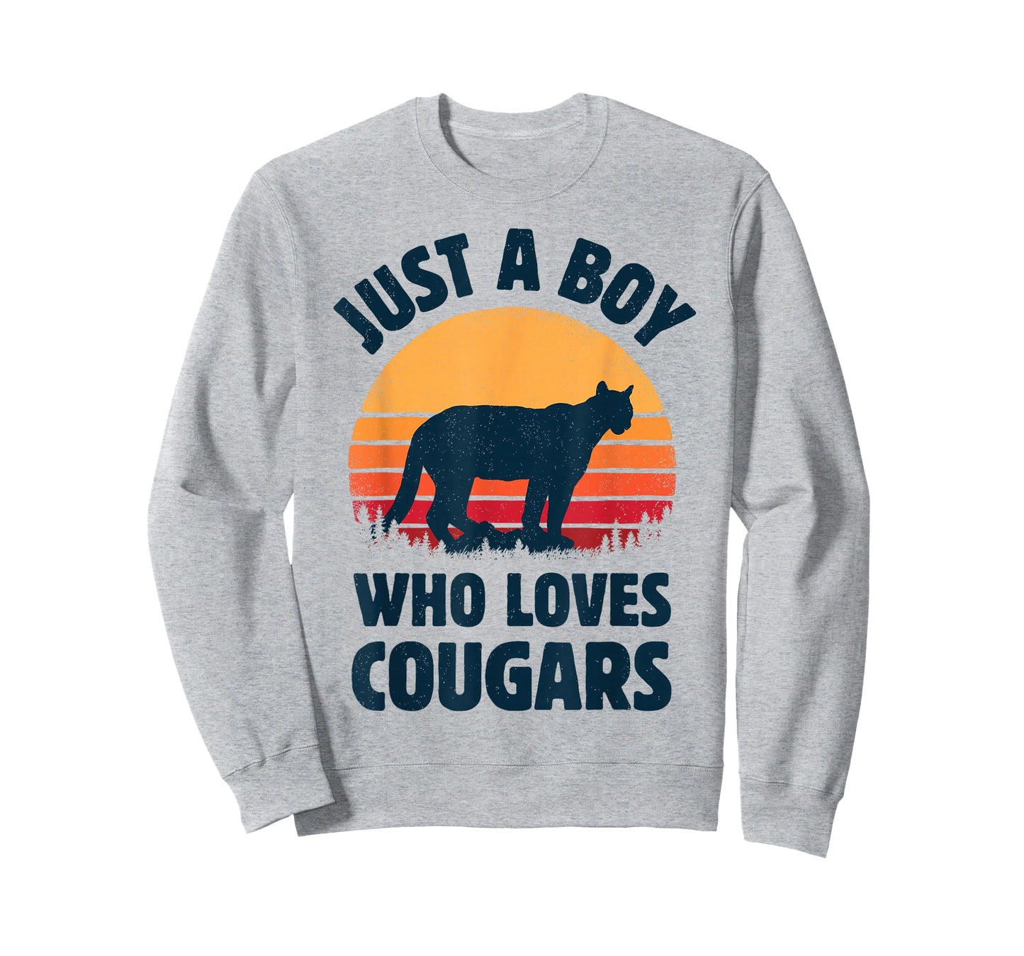 Cougar Just A Boy Who Loves Cougars Men Retro Vintage Sunset T-Shirt