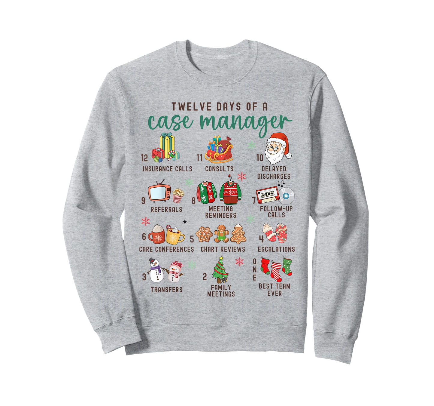 12 Days Nurse Case Management Christmas Case Manager Holiday T-Shirt