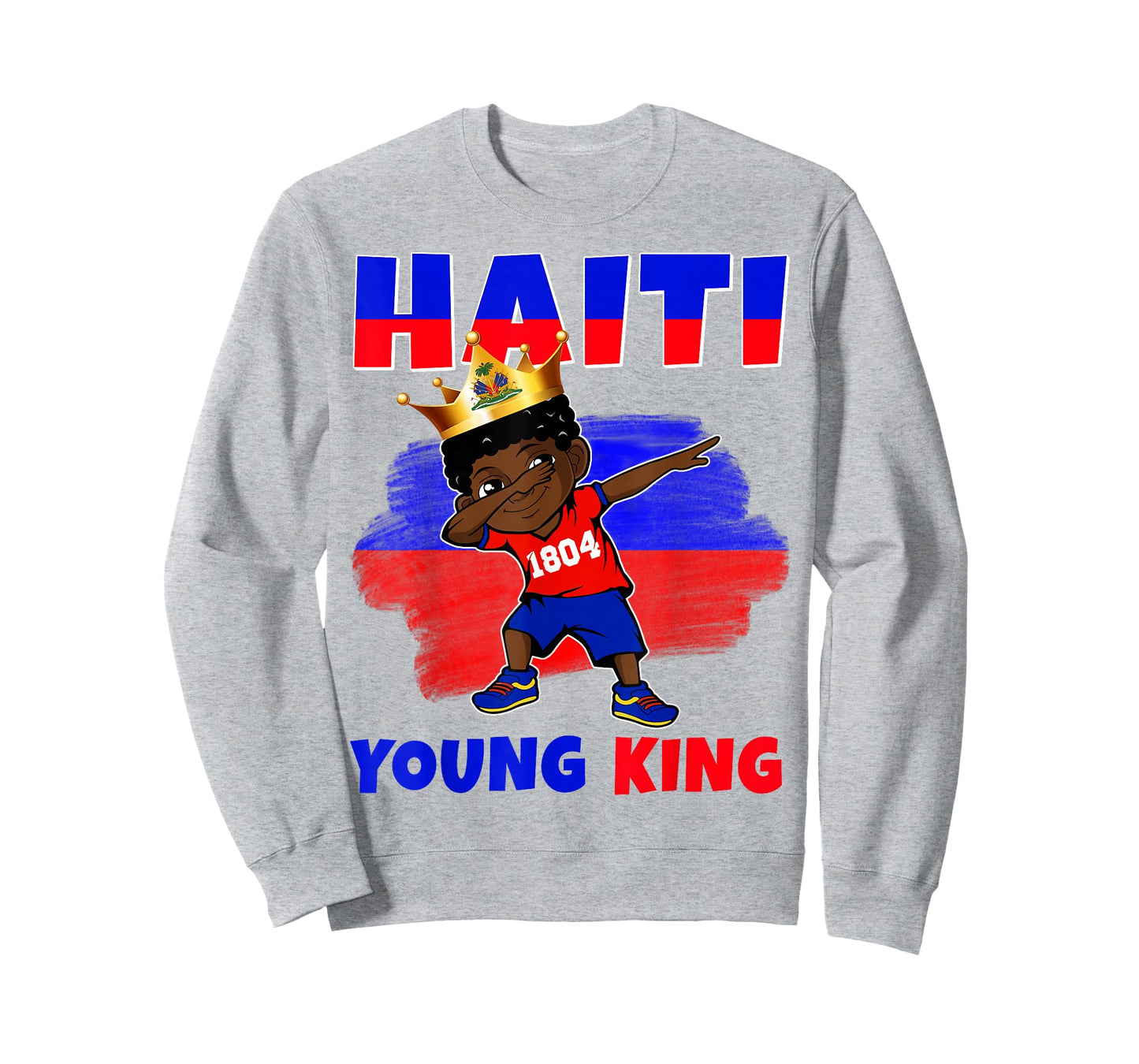 Haiti Young King Haiti Flag Melanin for Black Boys Kids T-Shirt