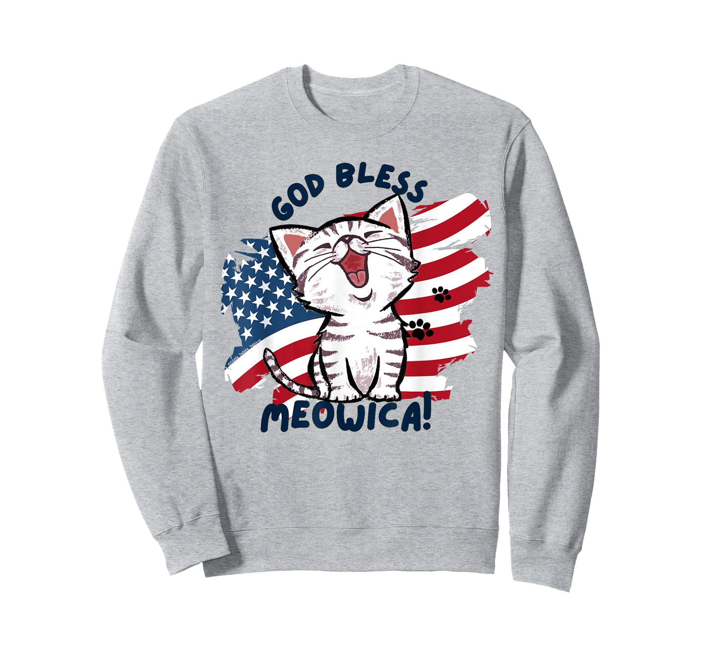 Cute Cat Lovers God Bless Meowica Patriotic 4th of July T-Shirt for Women Kids Men