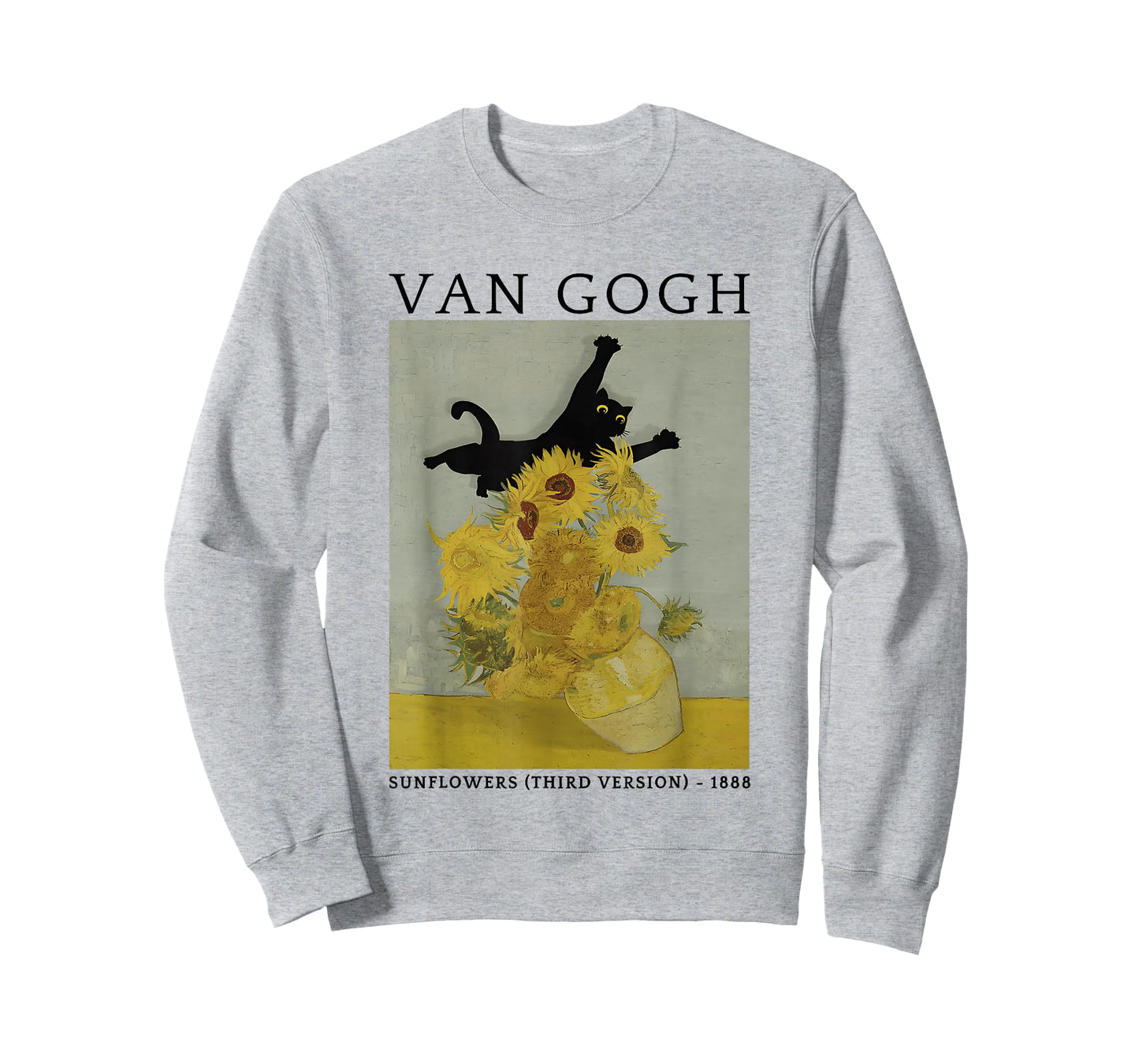 Funny Van Gogh Sunflowers Cat Meme Van Gogh Art Graphic T-Shirt