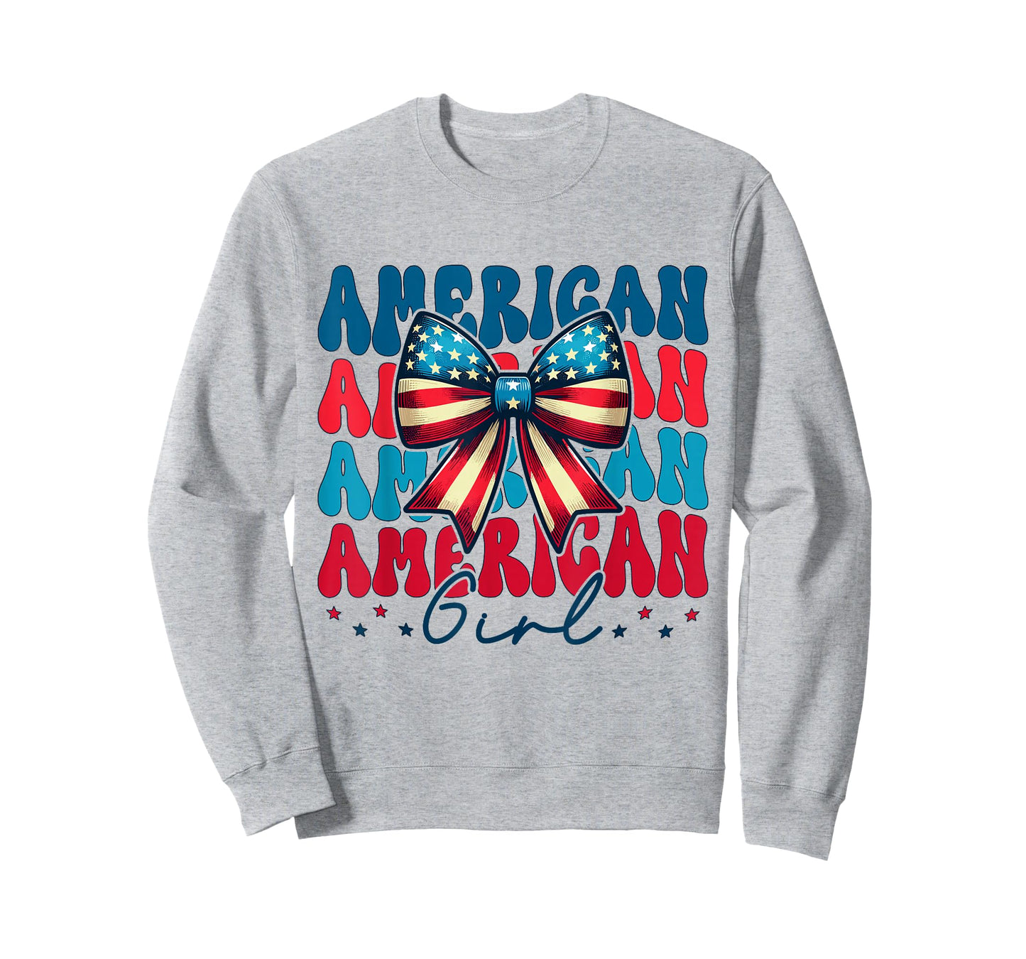 Patriotic American Girl 4th of July Coquette Bow USA Flag T-Shirt