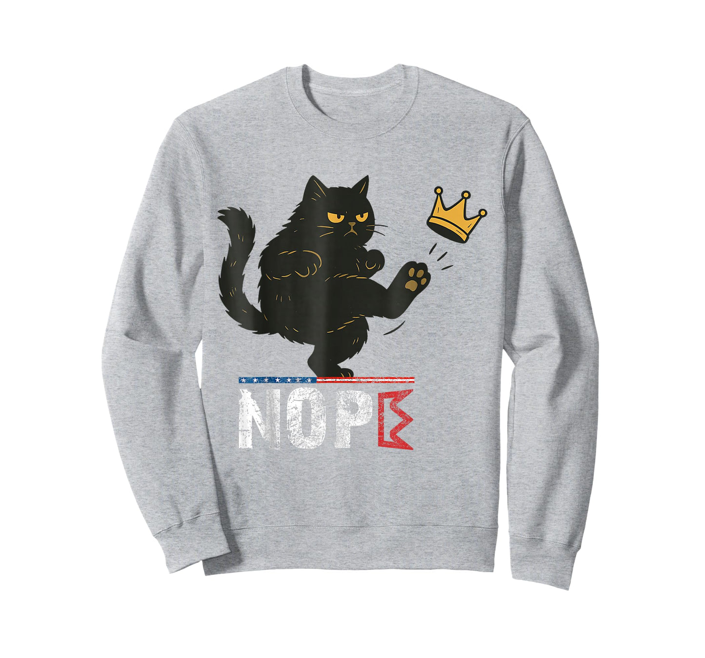 No Kings In America Black Cat Funny Cat Kicking Crown T-Shirt