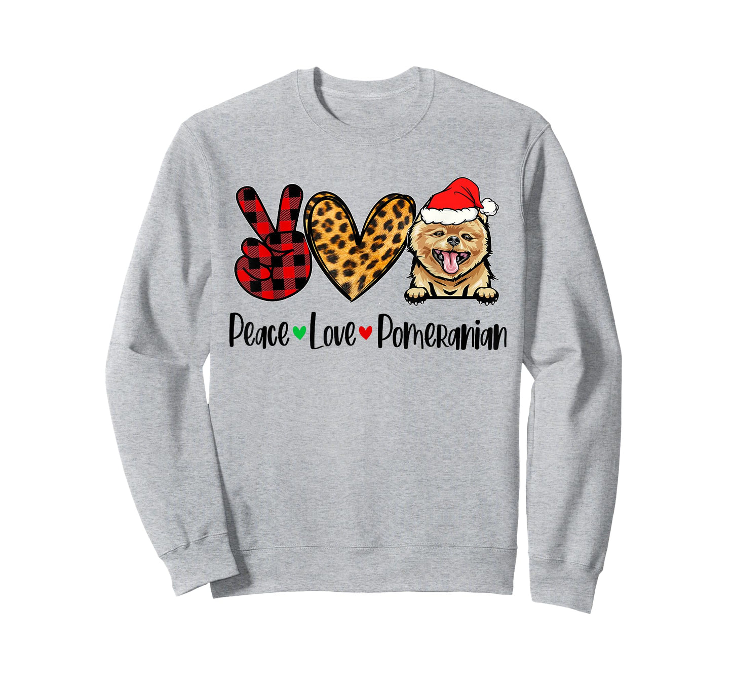 Peace Love Pomeranian Christmas Tree Lights Dog Lover Xmas T-Shirt