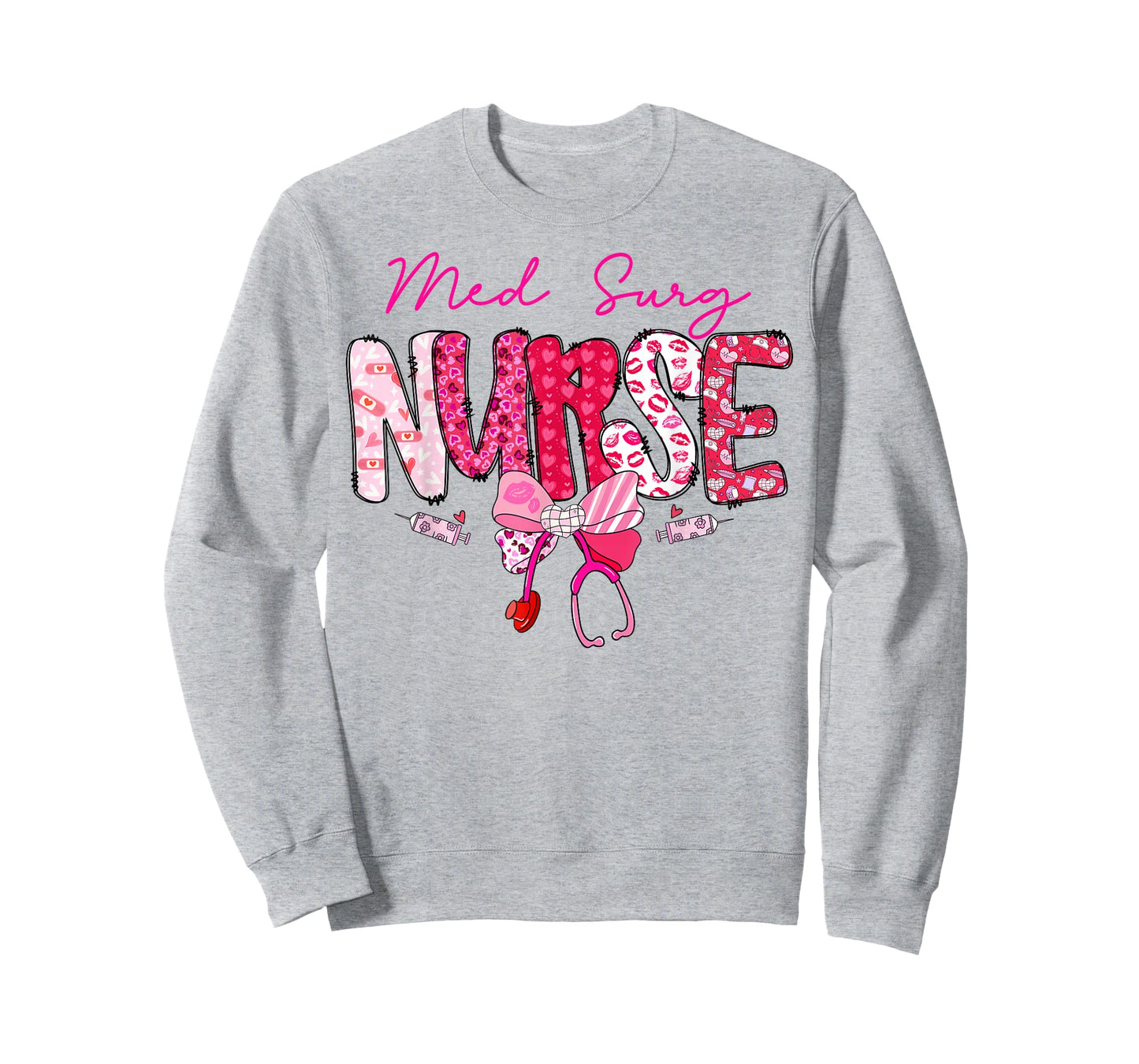 Med Surg Nurse Valentine's Day Stethoscope Coquette Bow T-Shirt