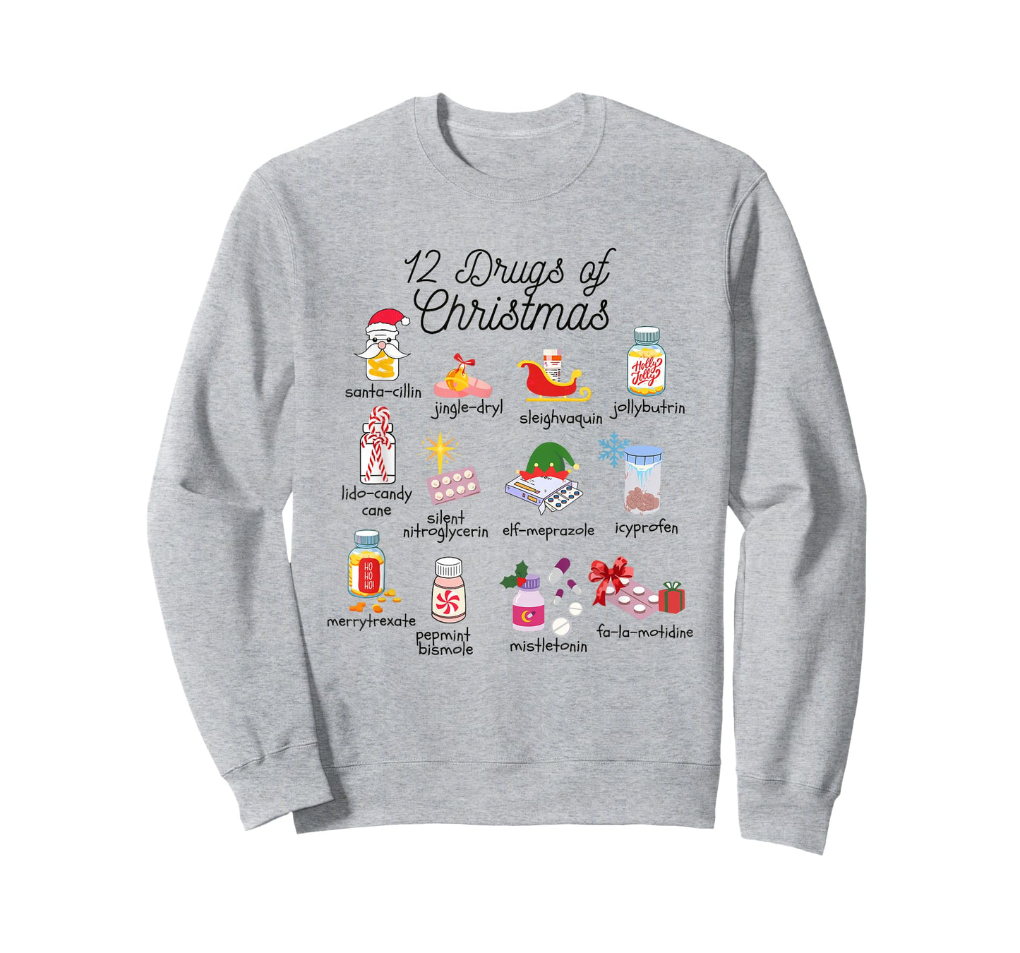 12 Drugs of Christmas Nurse Pharmacy Technician Pharmacist T-Shirt