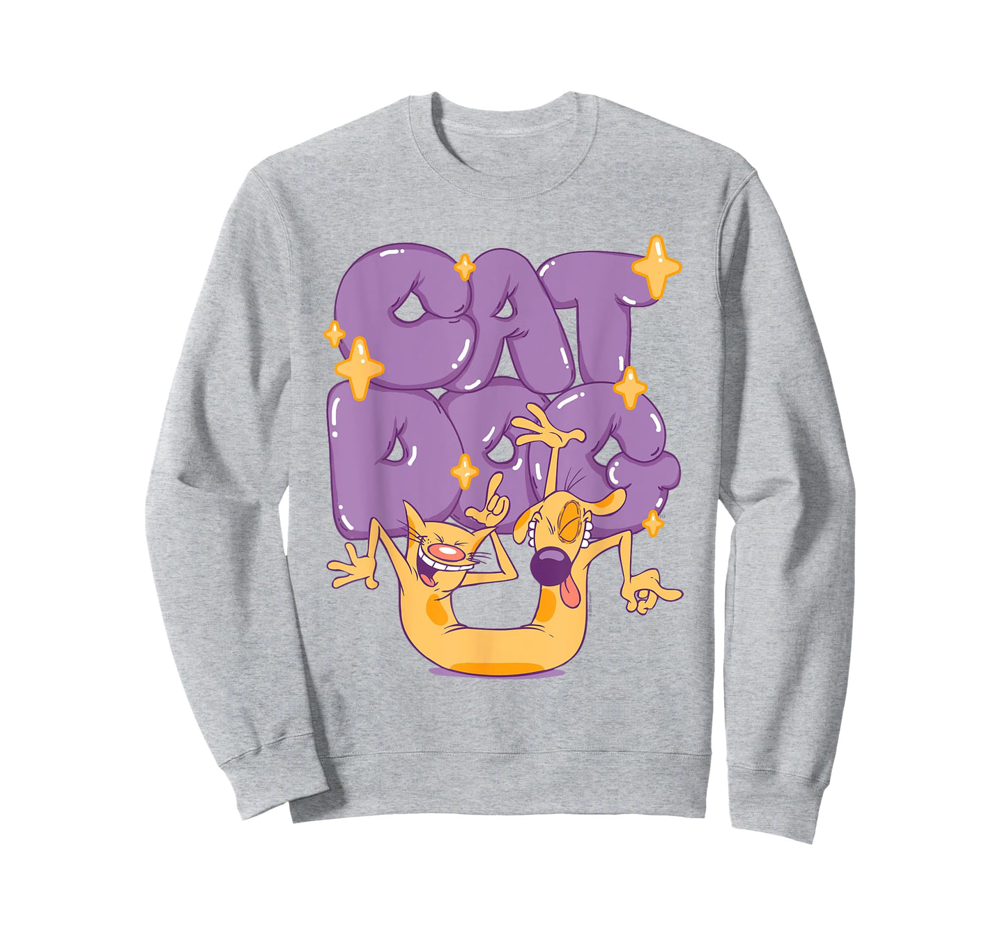 CatDog Dancing Purple Bubble Letters Retro Cartoon T-Shirt for Men Women Kids