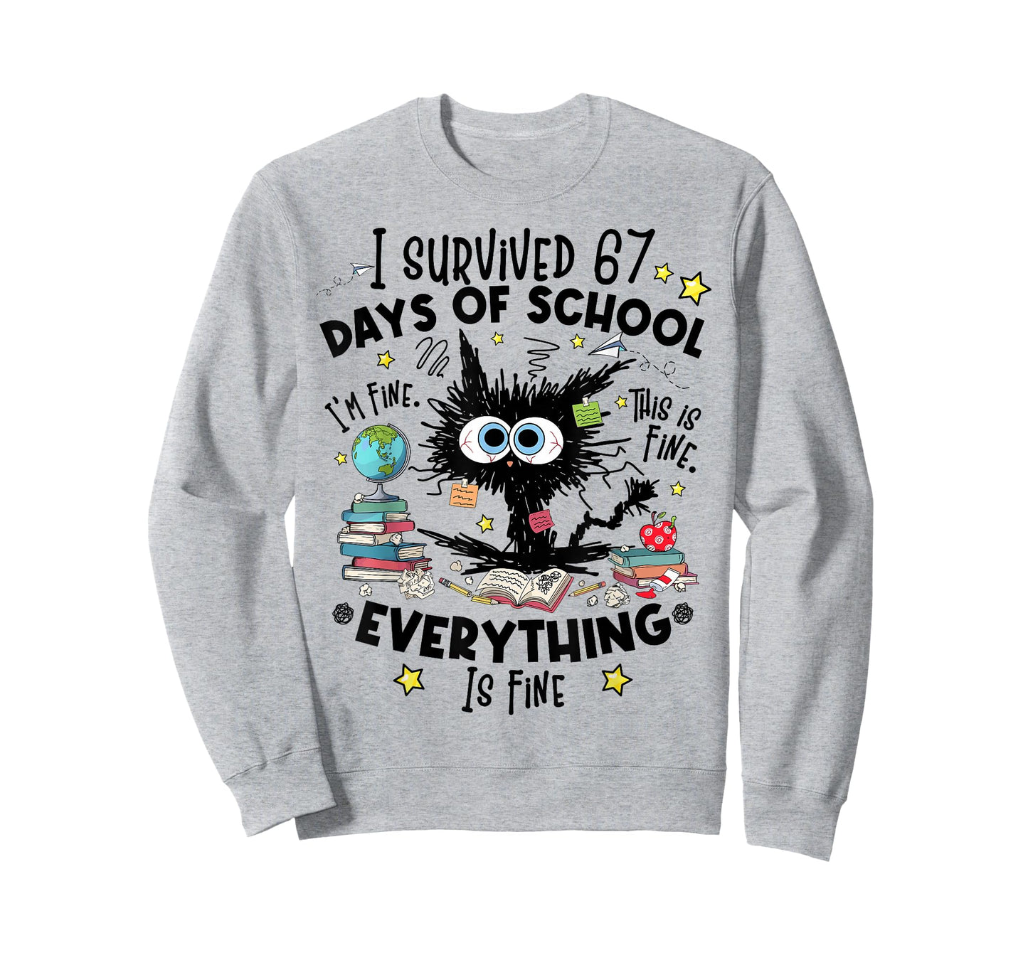 Cat I Survived 67 Days of School Teachers Students Six Seven T-Shirt