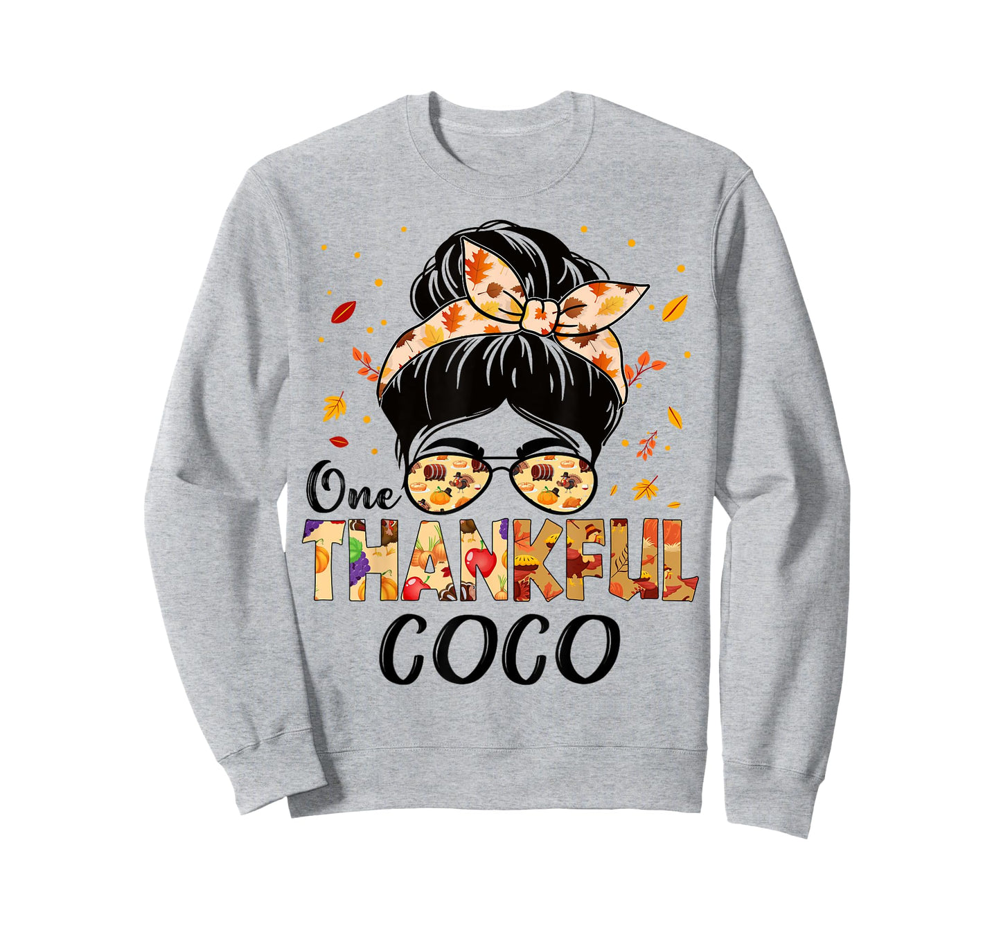 Coco One Thankful Messy Bun Grandma Thanksgiving Fall Autumn T-Shirt