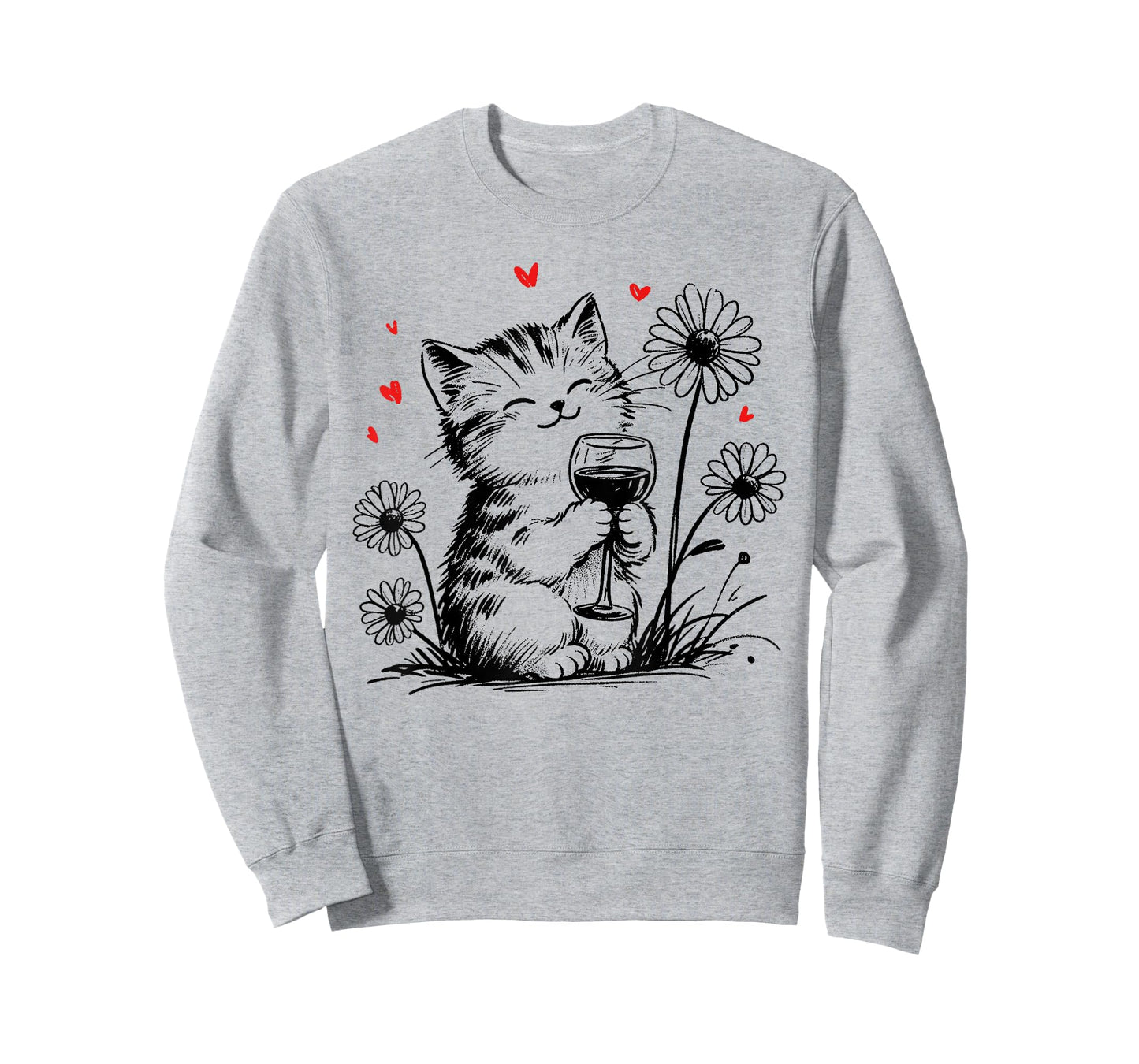 Kitten Drinking Wine - Cute Cat Wine Lover Men Women T-Shirt