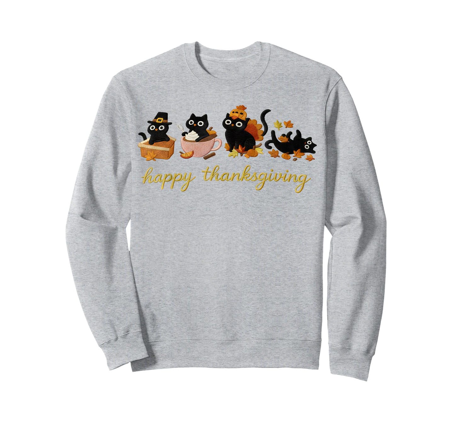 Cute Cat Turkey Happy Thanksgiving Fall Meowy Cat Lover T-Shirt