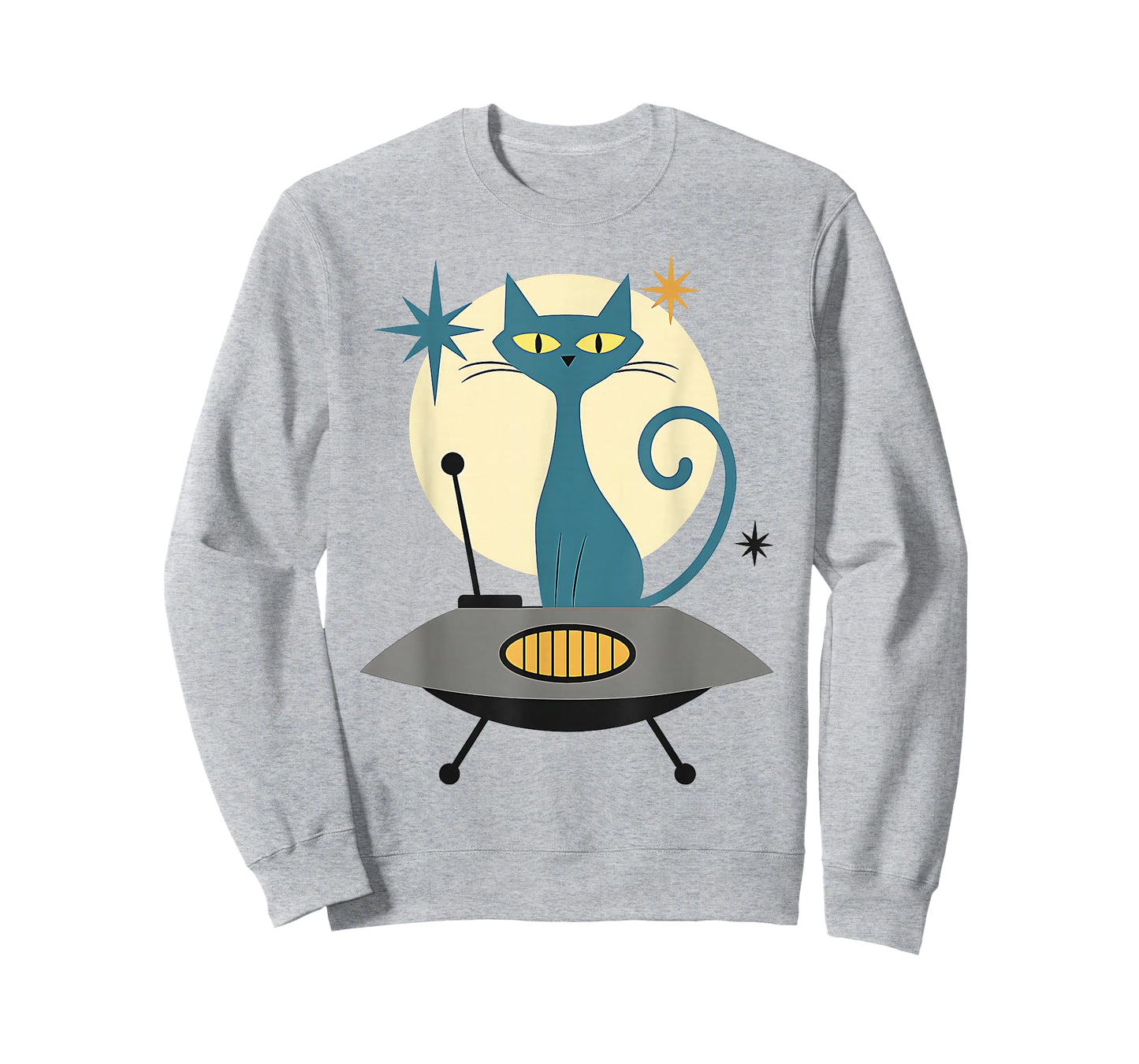 Mid Century Modern UFO Cat Retro Futuristic T-Shirt