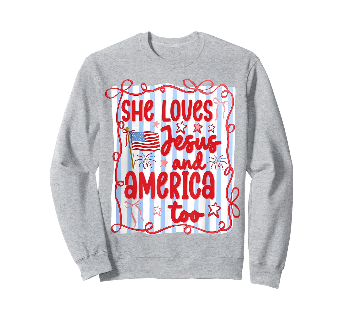 4th of July She Loves Jesus and America Too Christian Women T-Shirt