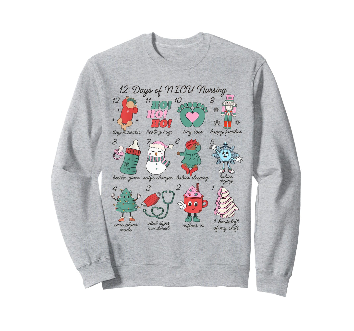 12 Days of NICU Nursing Christmas Neonatal Intensive Care T-Shirt
