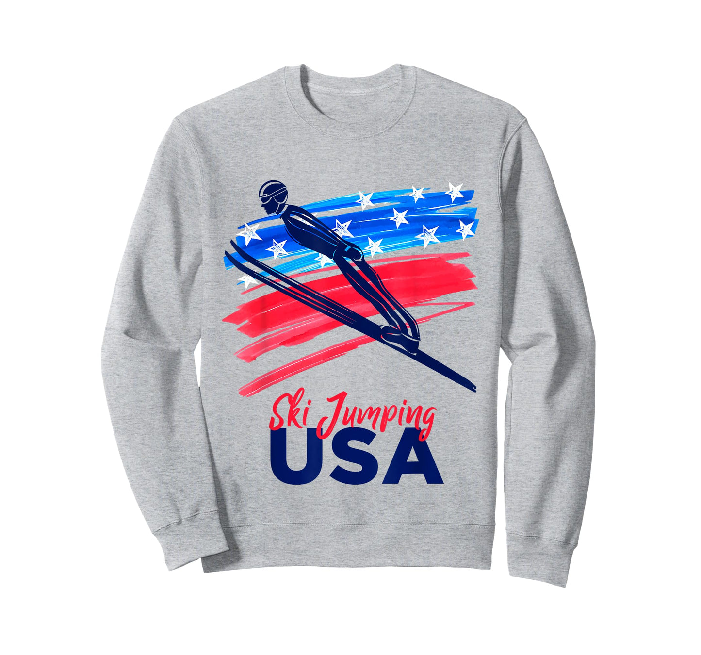 Ski Jumping USA Support the Team Tshirt USA Flag Hill Jump T-Shirt for Women Kids Men