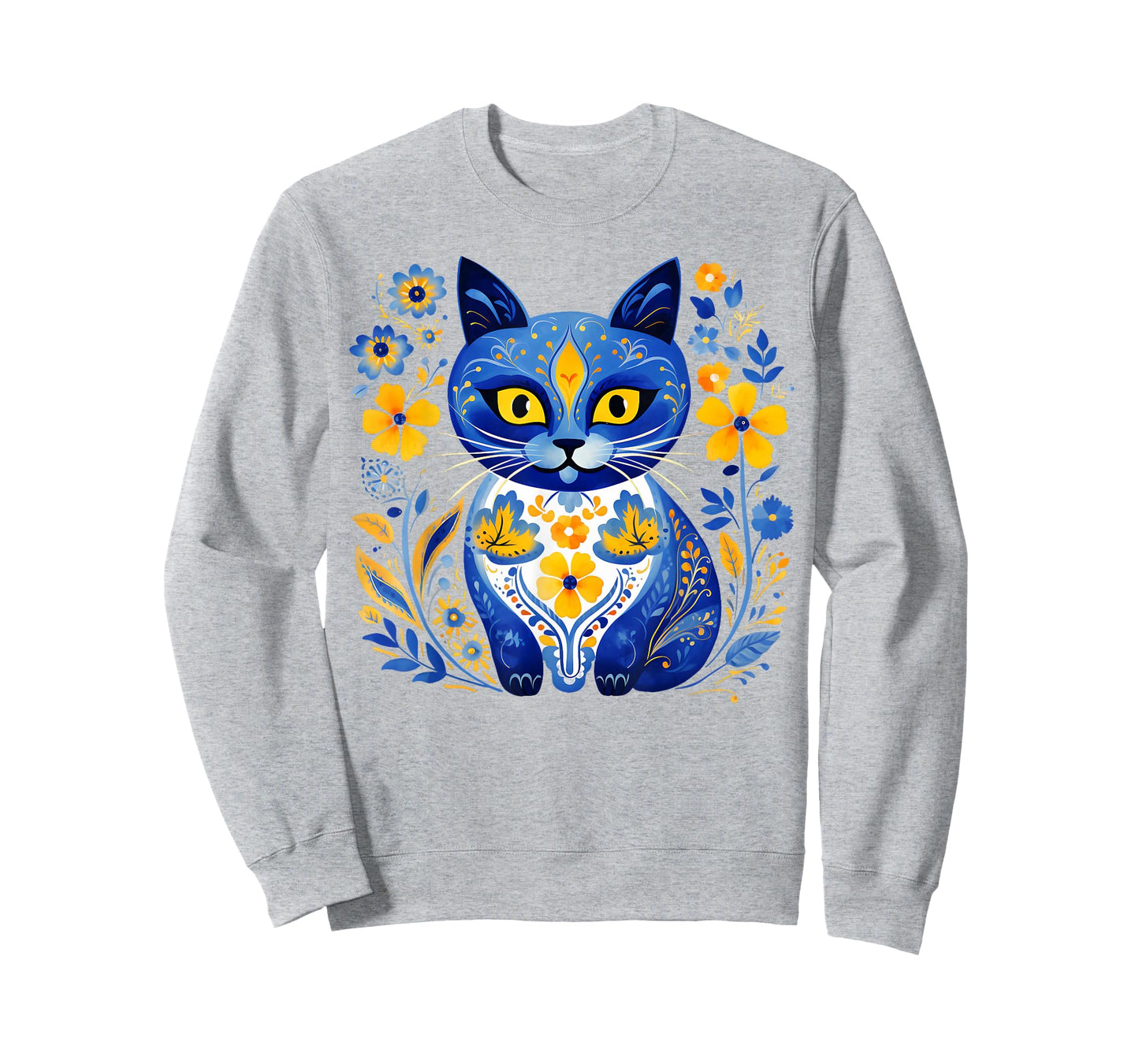 Ukraine Cat Floral Vintage Ukrainian Flag Vyshyvanka Style T-Shirt