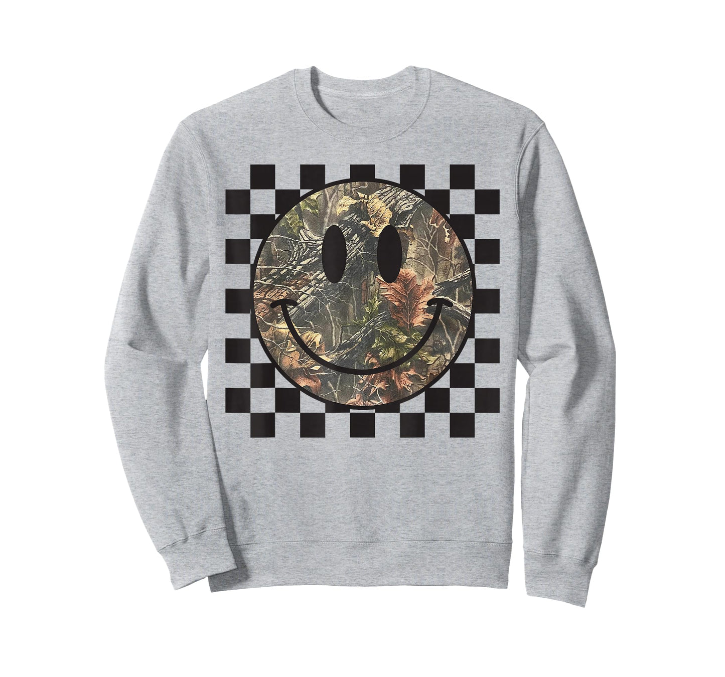 Camo Tree Smile Face Checkered Camouflage Cute Adults Kids T-Shirt