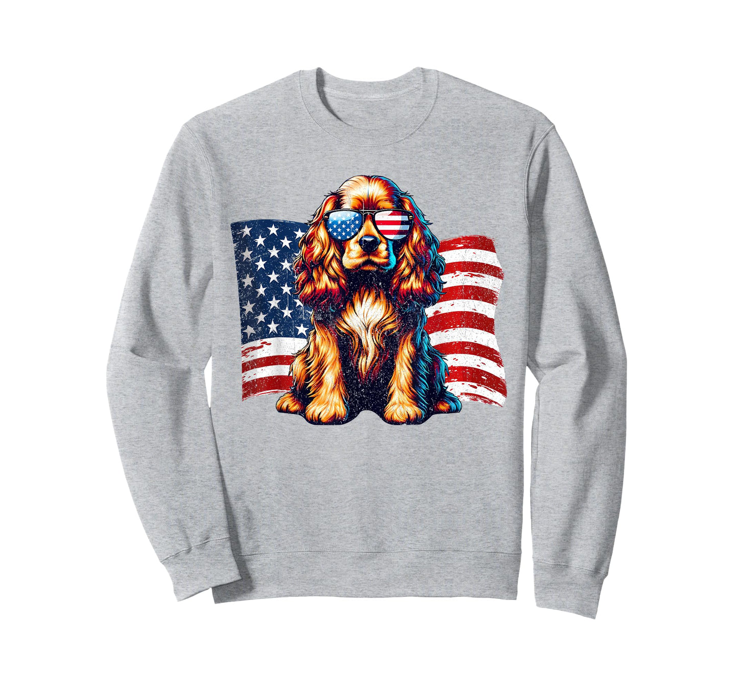 Cocker Spaniel American Flag Sunglasses Patriotic Vintage T-Shirt