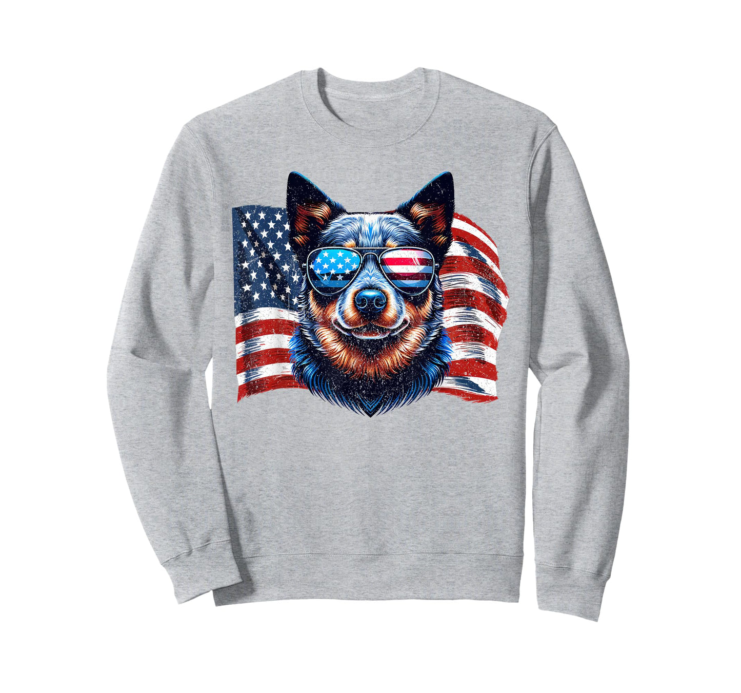 Vintage Australian Cattle Dog American Flag Sunglasses Pets T-Shirt