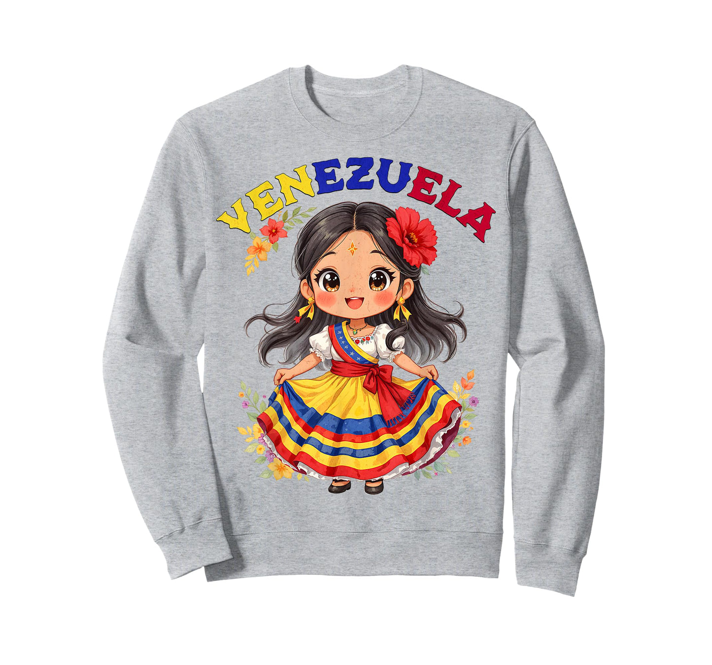 Cute Venezuela Girl Traditional Dress Colorful Art Kids T-Shirt