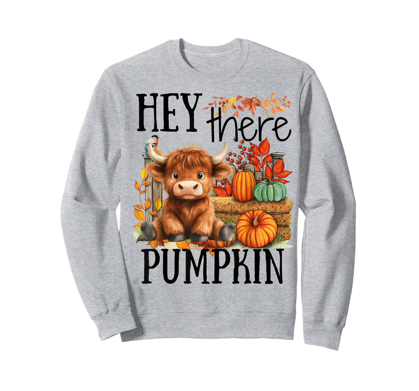 Cute Fall Highland Cow Hey There Pumpkin Autumn Thanksgiving T-Shirt